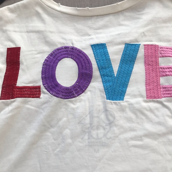 Chaser Rosey Love embroidered distressed tee M - Picture 7 of 8